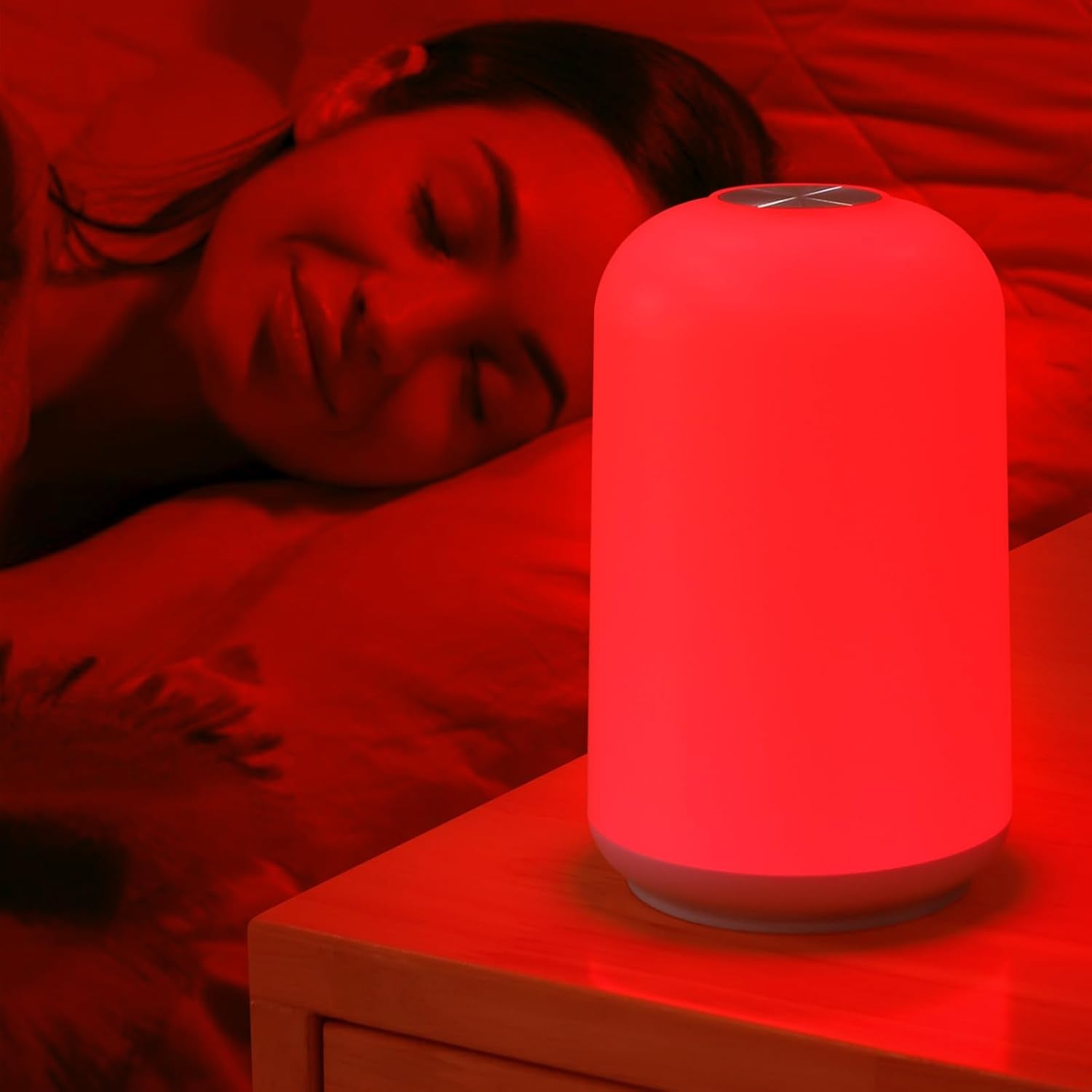 670Nm Red Light Night Light for Sleep with Timer, Rechargeable, Dimmable, Sleep Aid Lamp Blue Light Blocking for Improve Sleep, Deep Relaxation, Meditation, Yoga