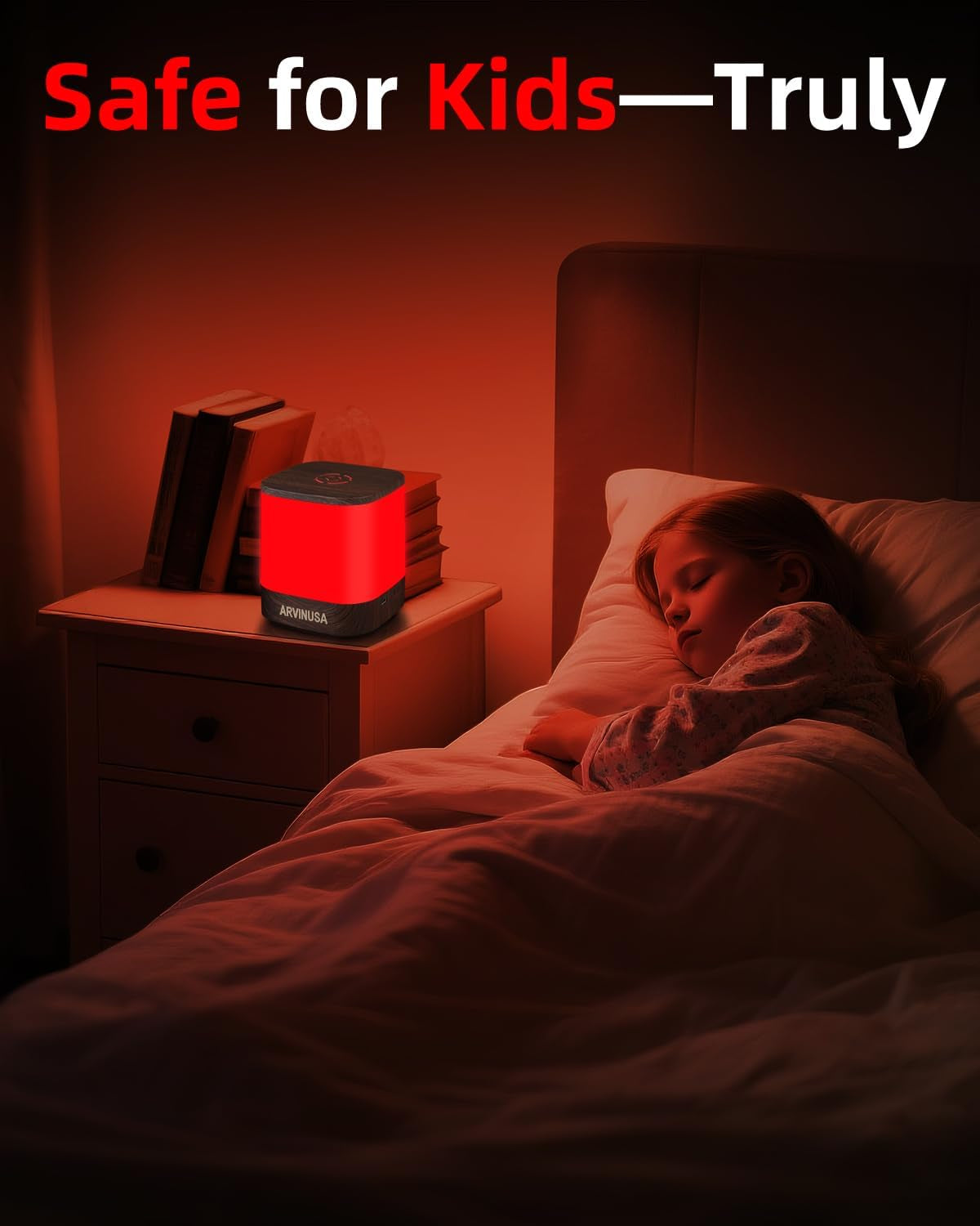 Red Light Night Light for Sleep, 670Nm Wavelength Aid to Support Deep Relaxation: Naturally Aids Sleeps with 2 Colors, 3 Brightness & Touch Control for Adults, Kids Bedroom - USB Charging