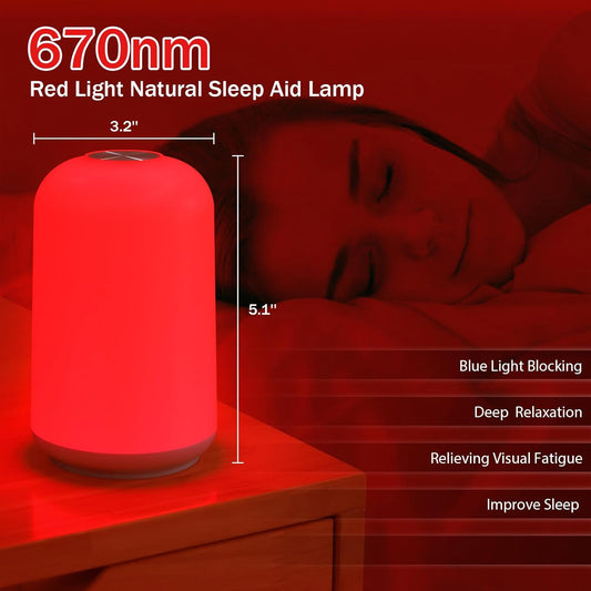 670Nm Red Light Night Light for Sleep with Timer, Rechargeable, Dimmable, Sleep Aid Lamp Blue Light Blocking for Improve Sleep, Deep Relaxation, Meditation, Yoga