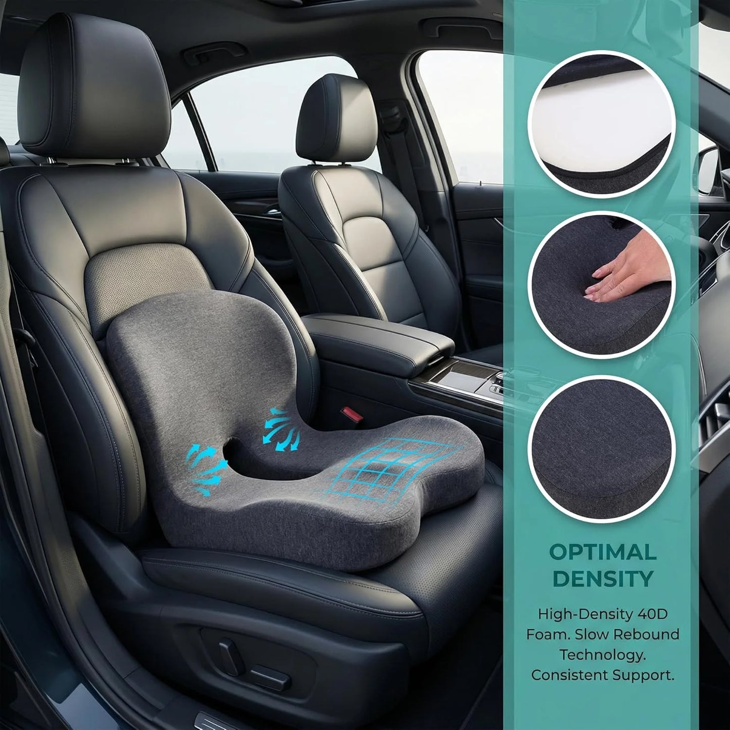 Car Memory Foam Cushion Interior Accessories Pillow Car Seat Waist Pillow Lumbar Support Office Pillow Chair Cushion