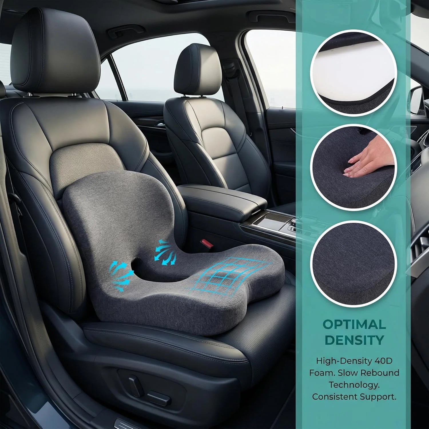 Car Memory Foam Cushion Interior Accessories Pillow Car Seat Waist Pillow Lumbar Support Office Pillow Chair Cushion