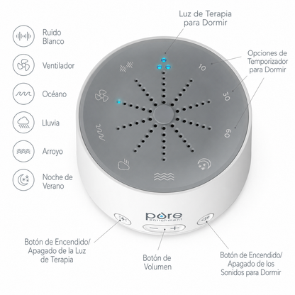 PORE™ Máquina de Sonido Inteligente con Luz de Relajación